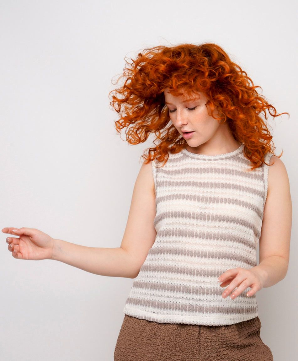 Tejido mujer l&iacute;neas sin mangas