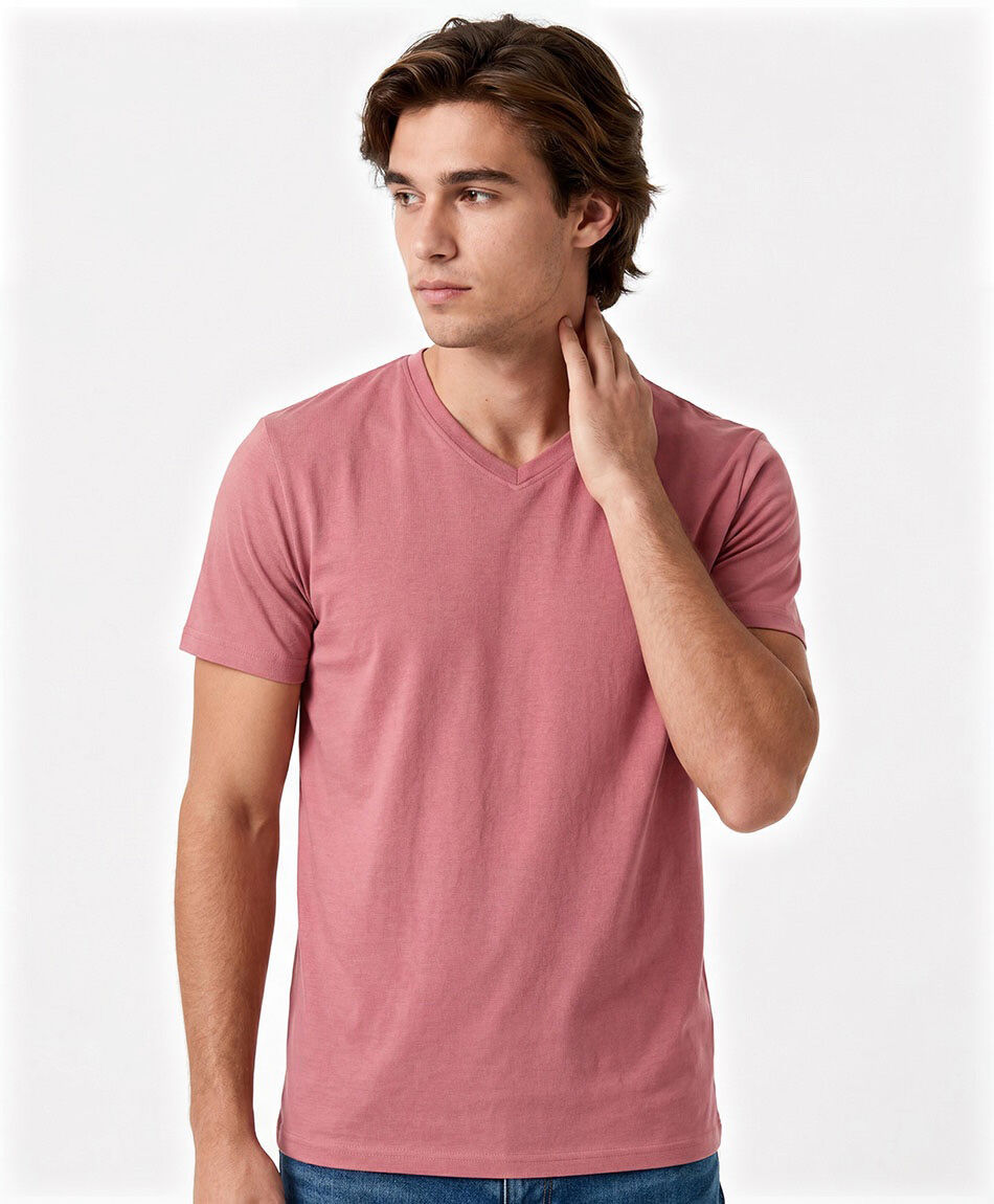 Remera hombre cuello en v lisa