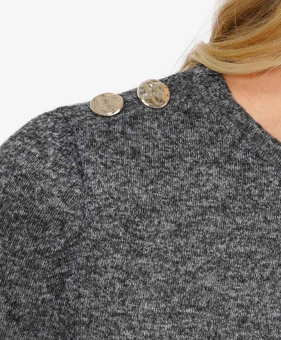 Polera mujer lanosa botones gris