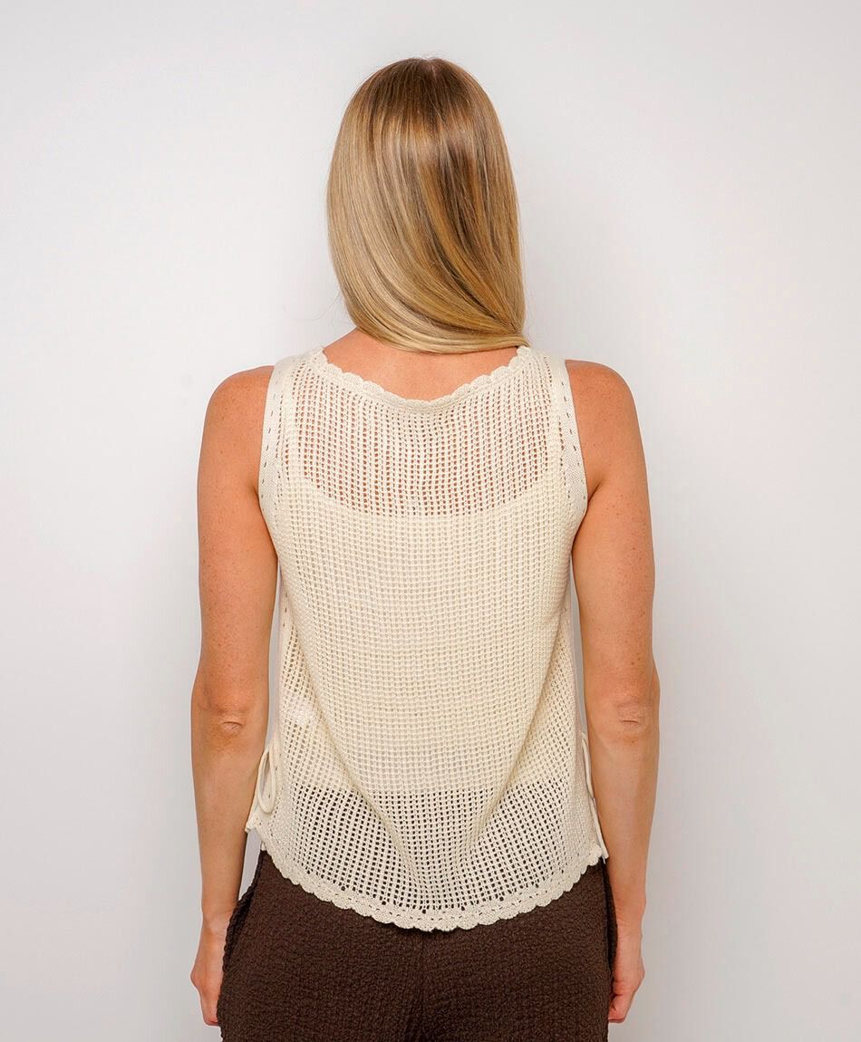 Sweater mujer calado sin mangas