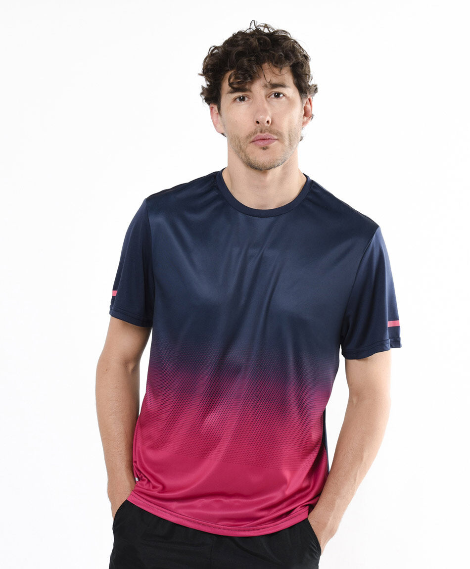 Polera deportiva hombre degrad&eacute; bicolor