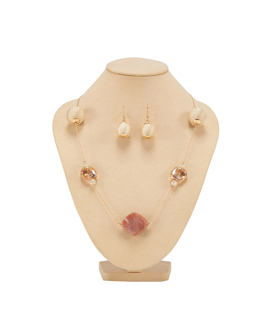 Set collar + aros mujer perlas