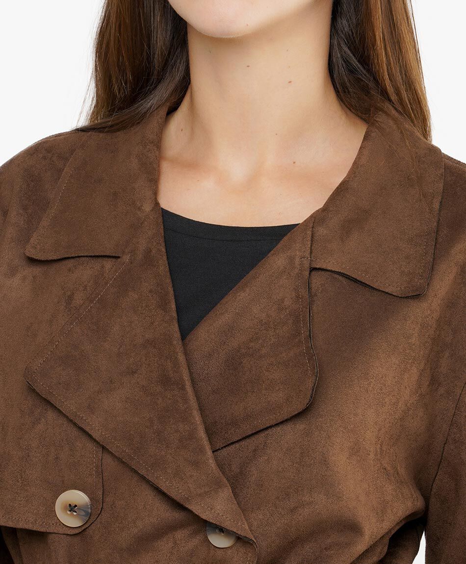 Abrigo mujer trench ante chocoate