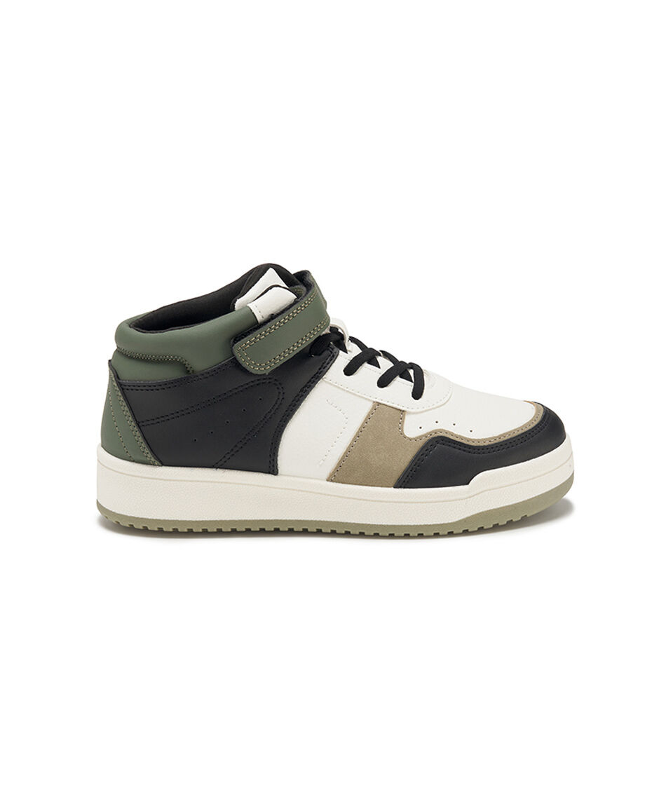 Zapatilla infantil (32 a 37) ca&ntilde;a alta tricolor