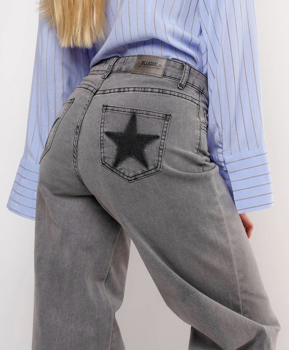 Jeans mujer wide leg estrella negra