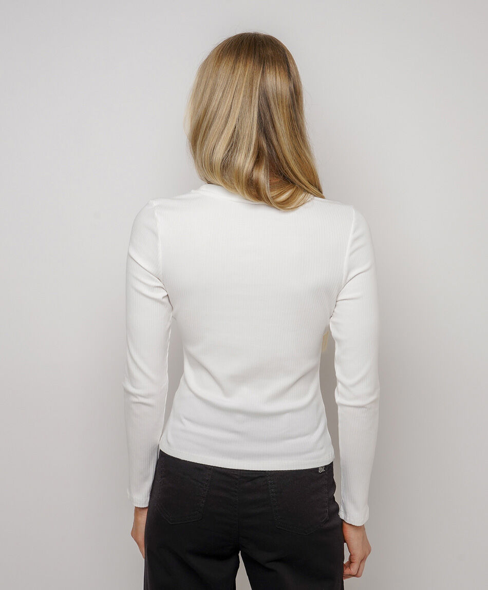 Remera mujer acanalada b&aacute;sica blanca
