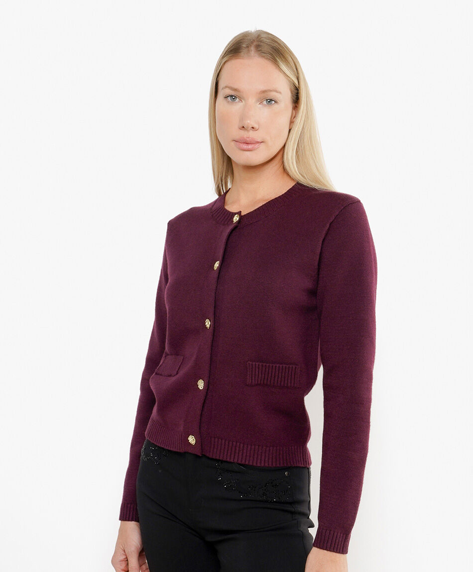 Cardigan mujer botones burdeo