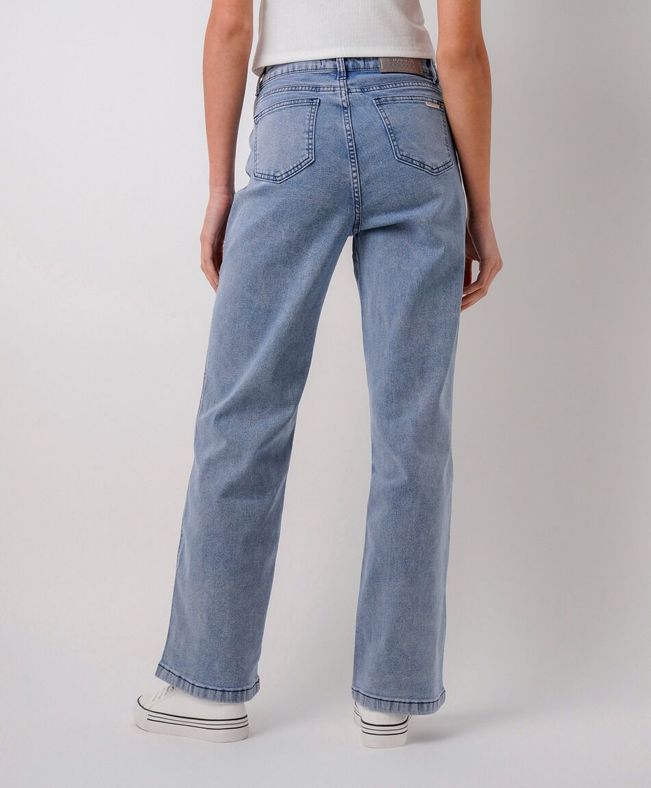 Jeans mujer wide leg tachas laterales