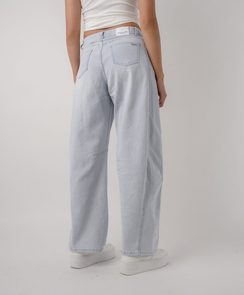 Jeans mujer wide leg flores crochet