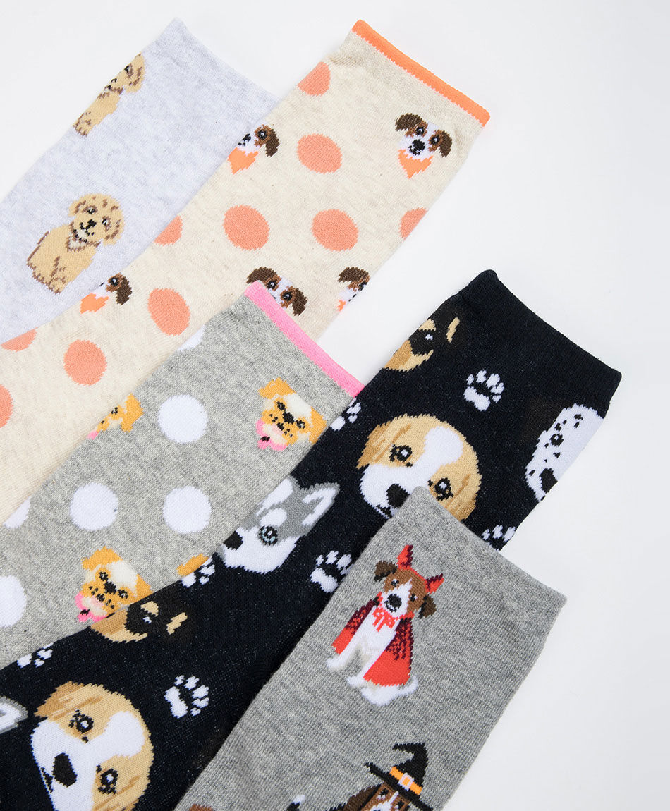 Pack 5 calcetines mujer perritos