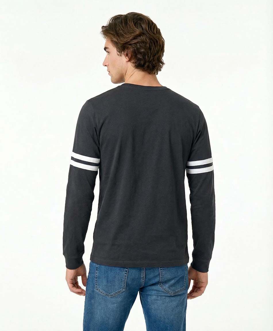 Remera hombre manga larga linea doble white