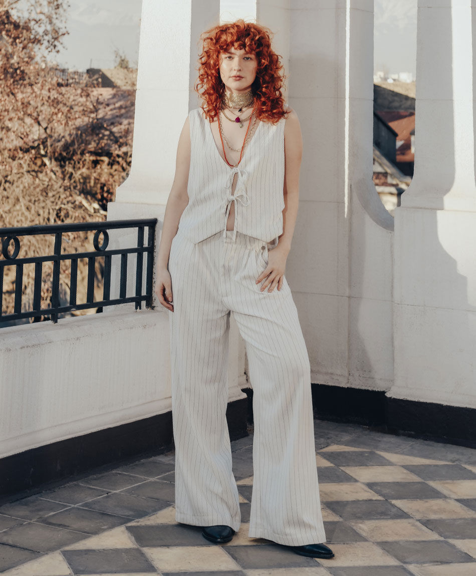 Pantal&oacute;n mujer l&iacute;neas lino wide