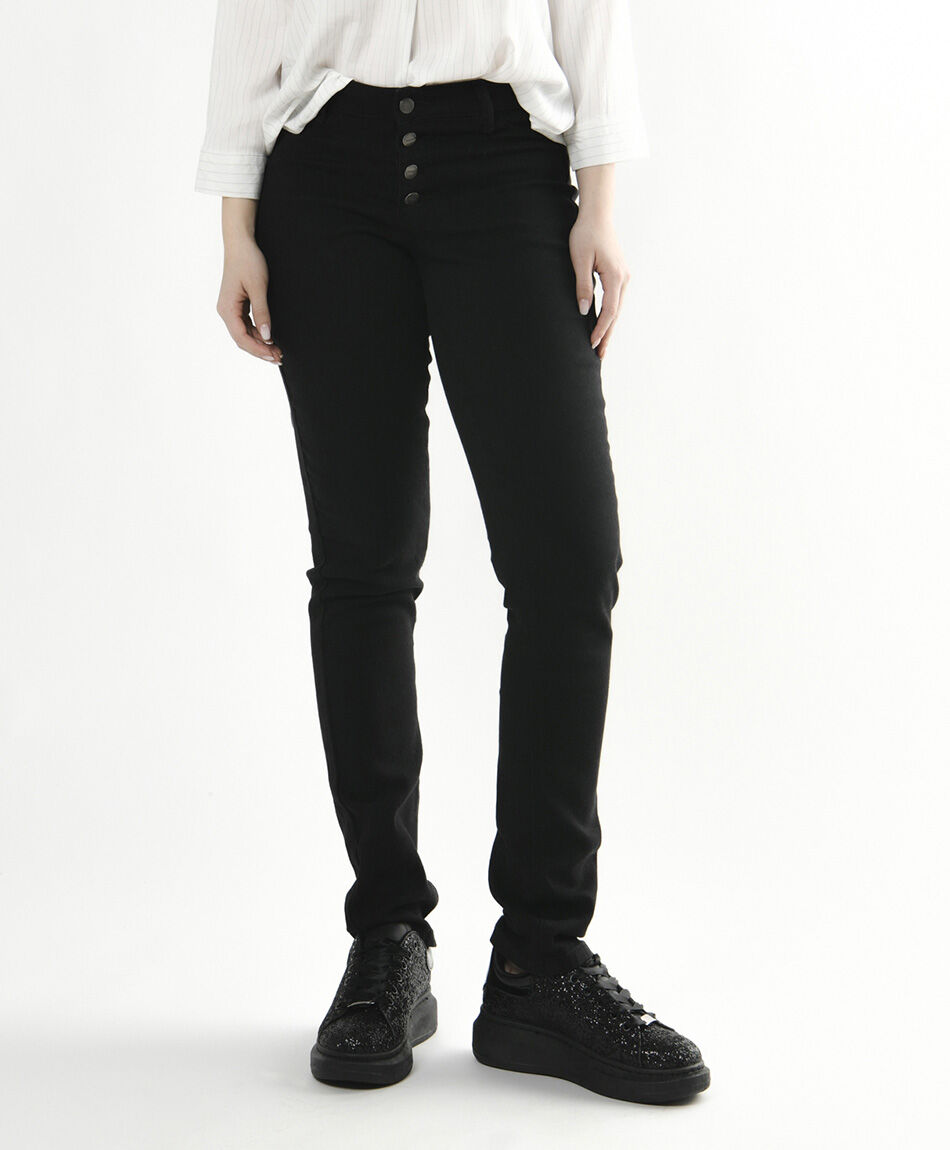 Jeans mujer liso botones skinny fit