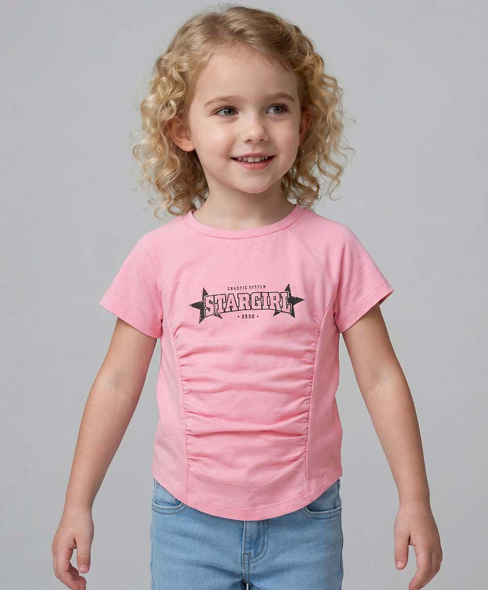 Remera ni&ntilde;a rosada stargirl