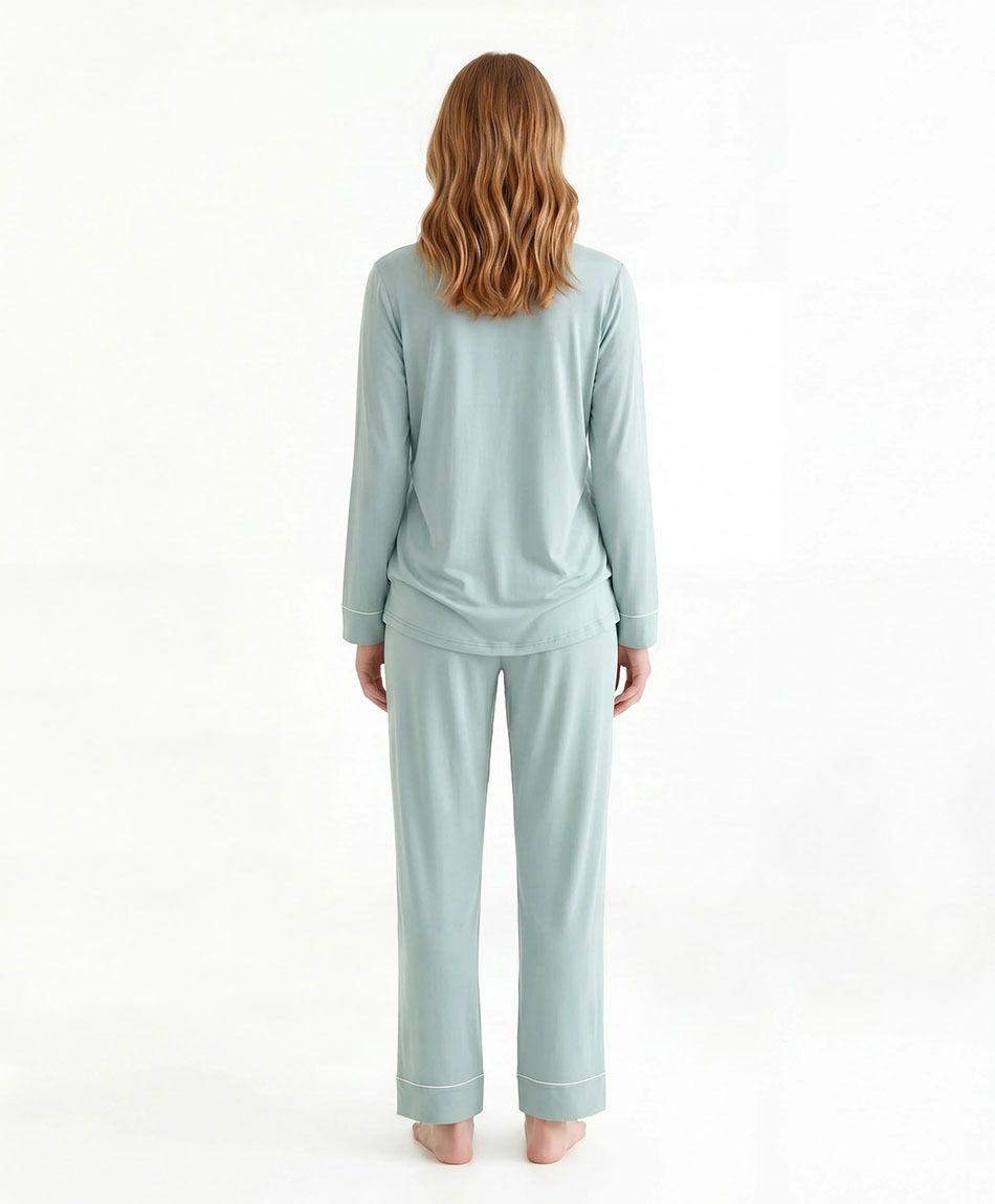 Pijama mujer camisero verde