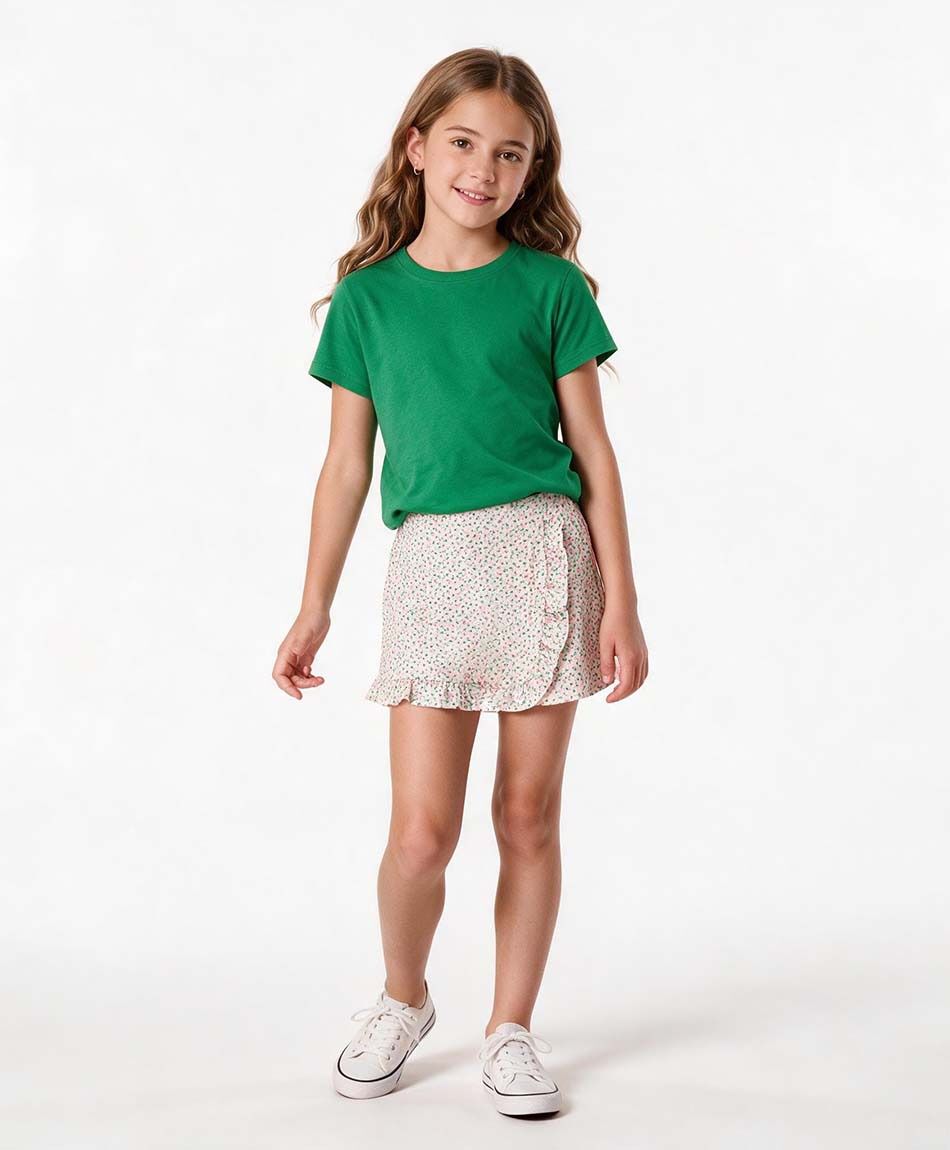 Pollera ni&ntilde;a short florcitas