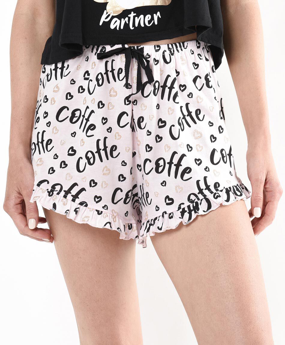 Pijama mujer caf&eacute; short