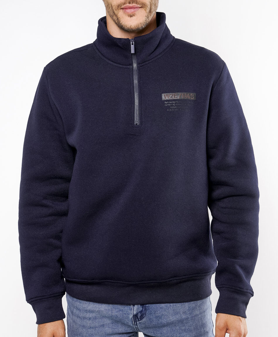 Buzo hombre mini print medio cierre