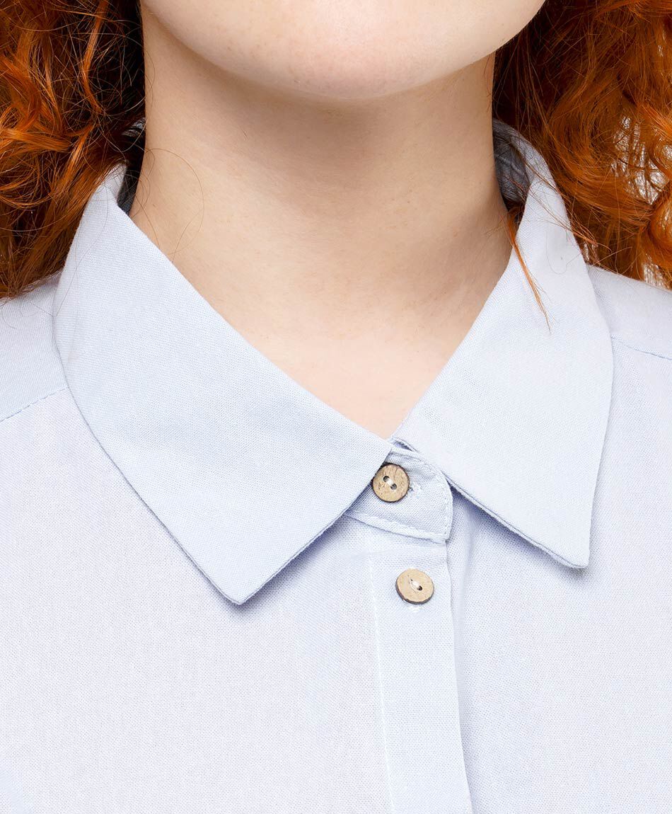 Camisa mujer lisa celeste lino