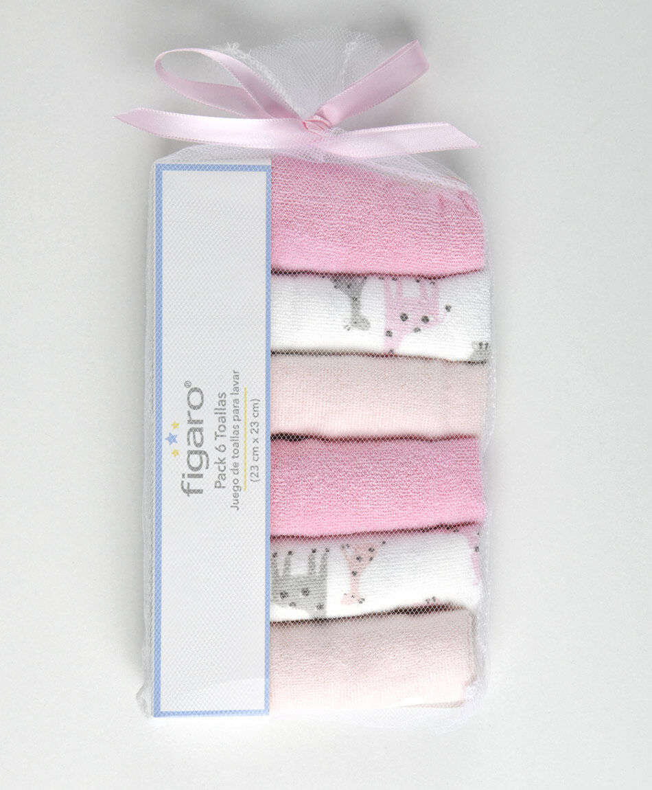 Pack 6 toallitas beb&eacute; rosadas jirafas