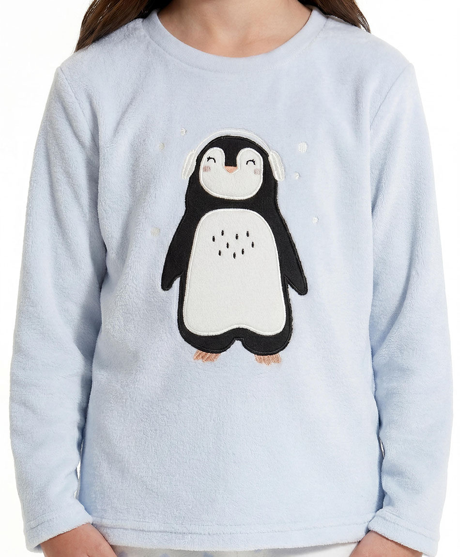 Pijama ni&ntilde;a estampado ping&uuml;ino