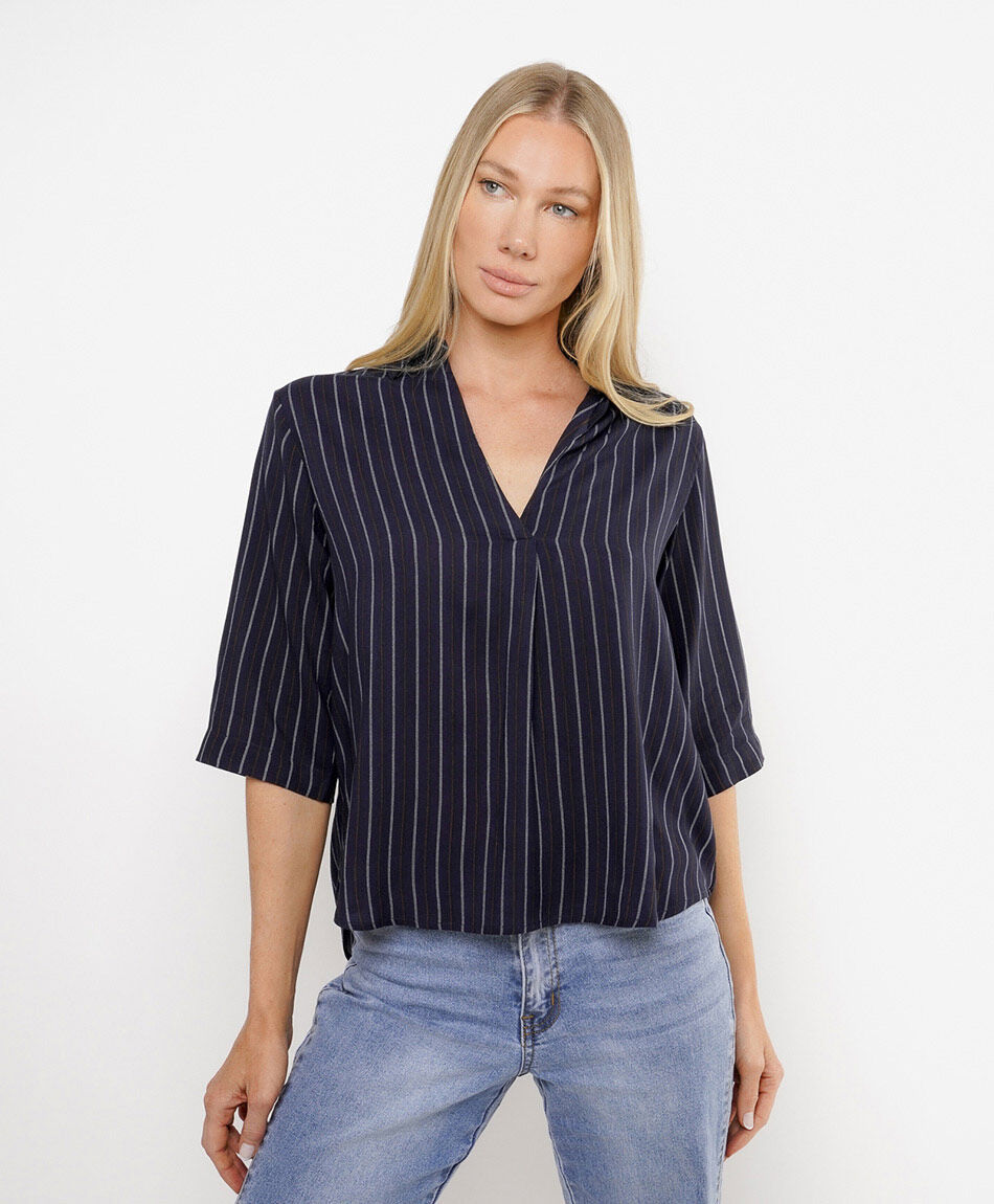 Camisa mujer l&iacute;neas bicolor