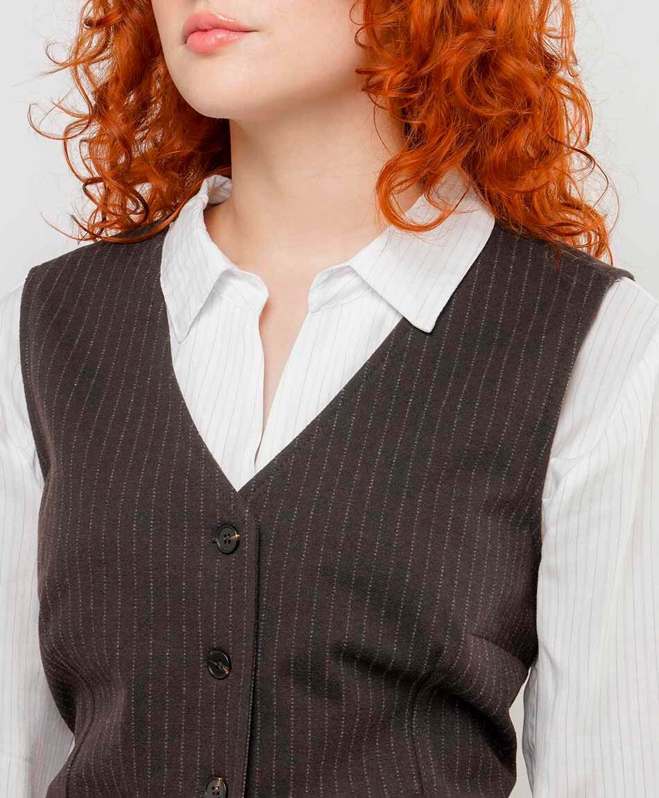 Vest mujer l&iacute;neas brown