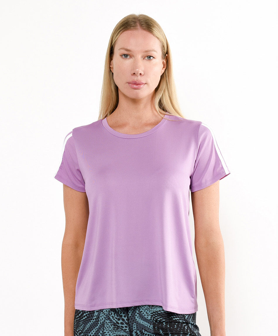 Remera deportiva mujer l&iacute;neas pink