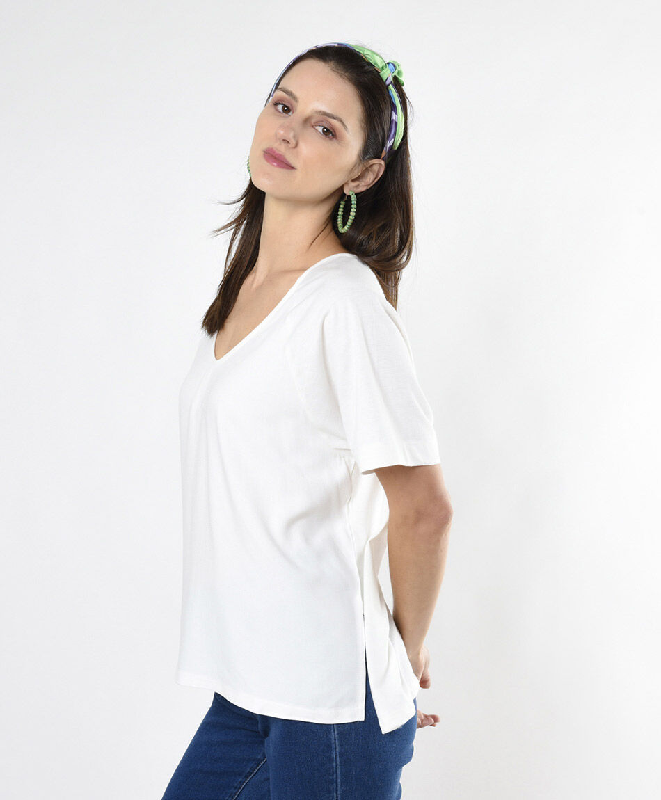 Polera mujer lisa blanca oversize