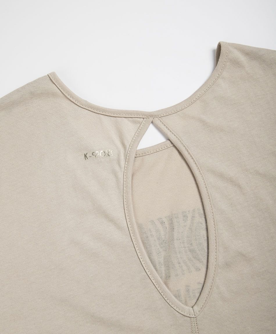 Remera deportiva mujer manga casquillo beige