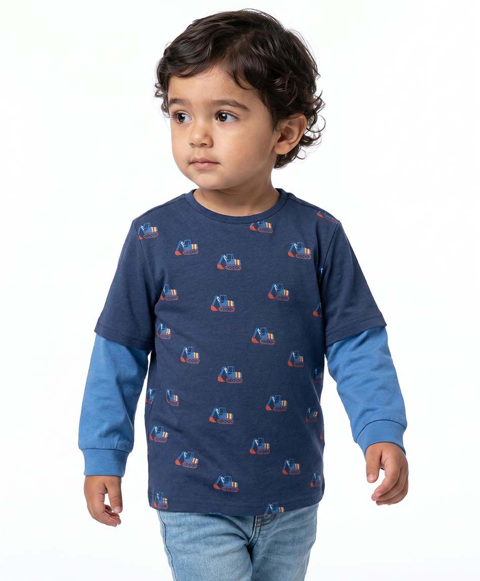 Remera beb&eacute; manga larga camiones