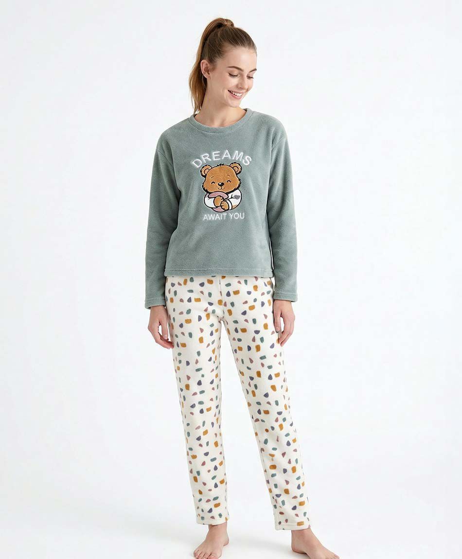 Pijama mujer coral oso