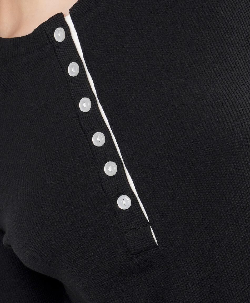 Remera mujer cuello abotonado white