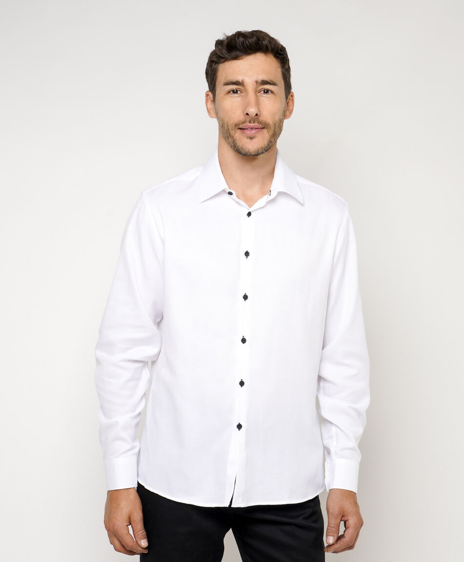 Camisa hombre botones negros