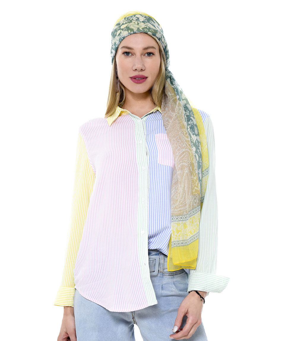 Blusa camisera tricolor