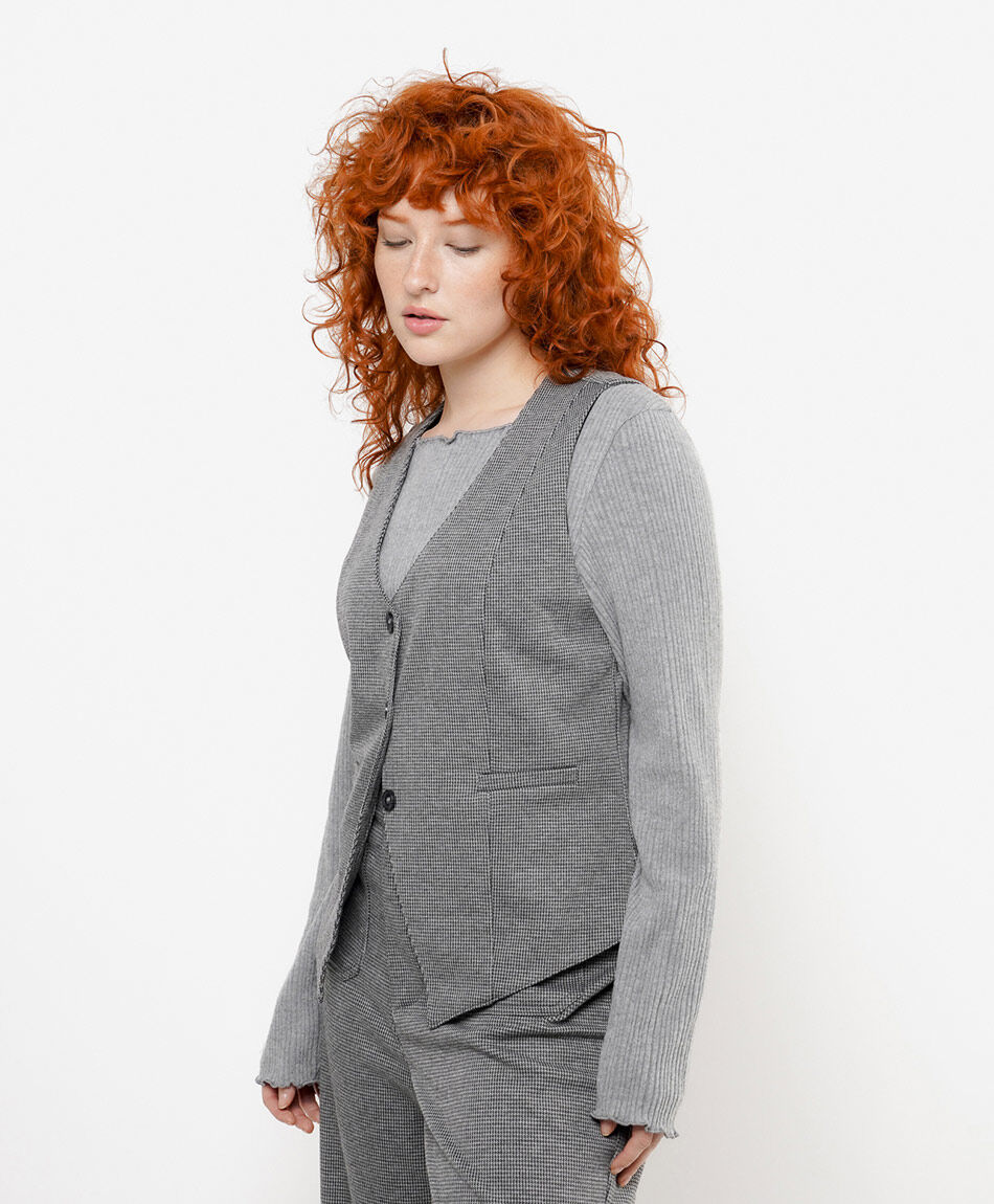 Vest mujer mini check grey