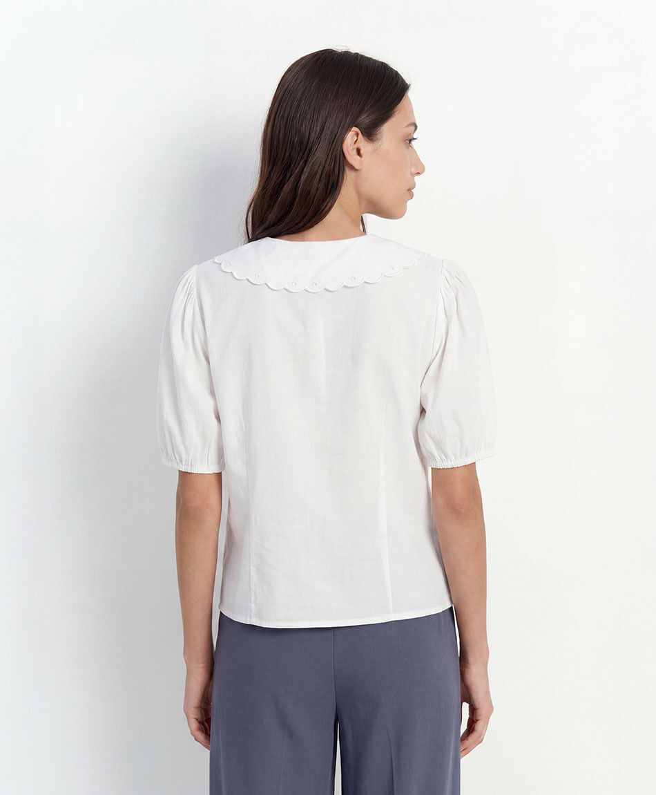 Camisa mujer cuello bordado