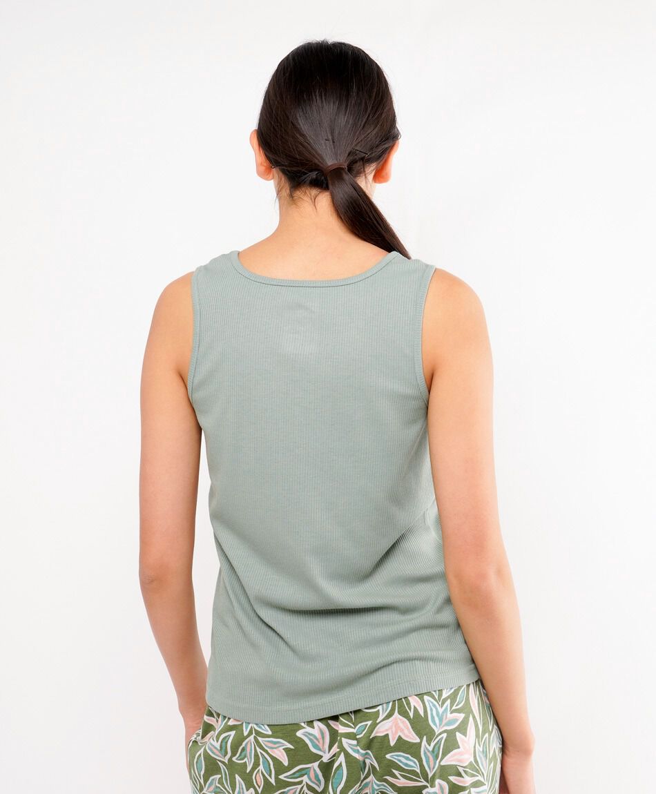Pijama mujer short floreado verde