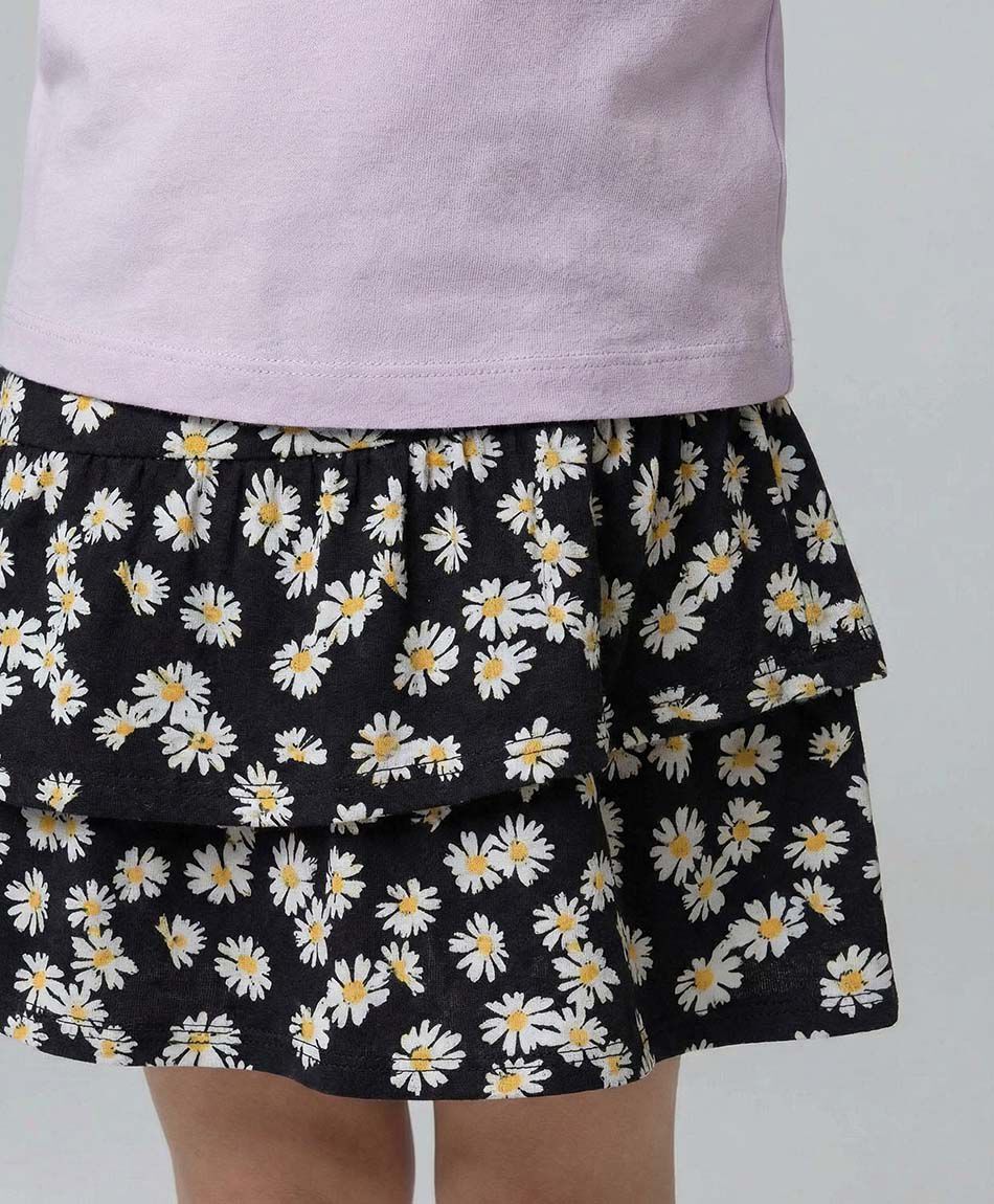 Pollera ni&ntilde;a pisos floreada