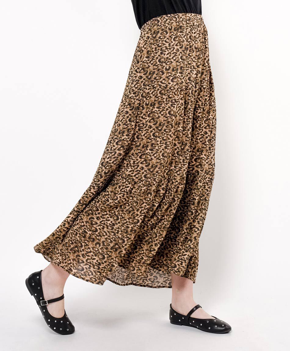 Pollera mujer animal print larga
