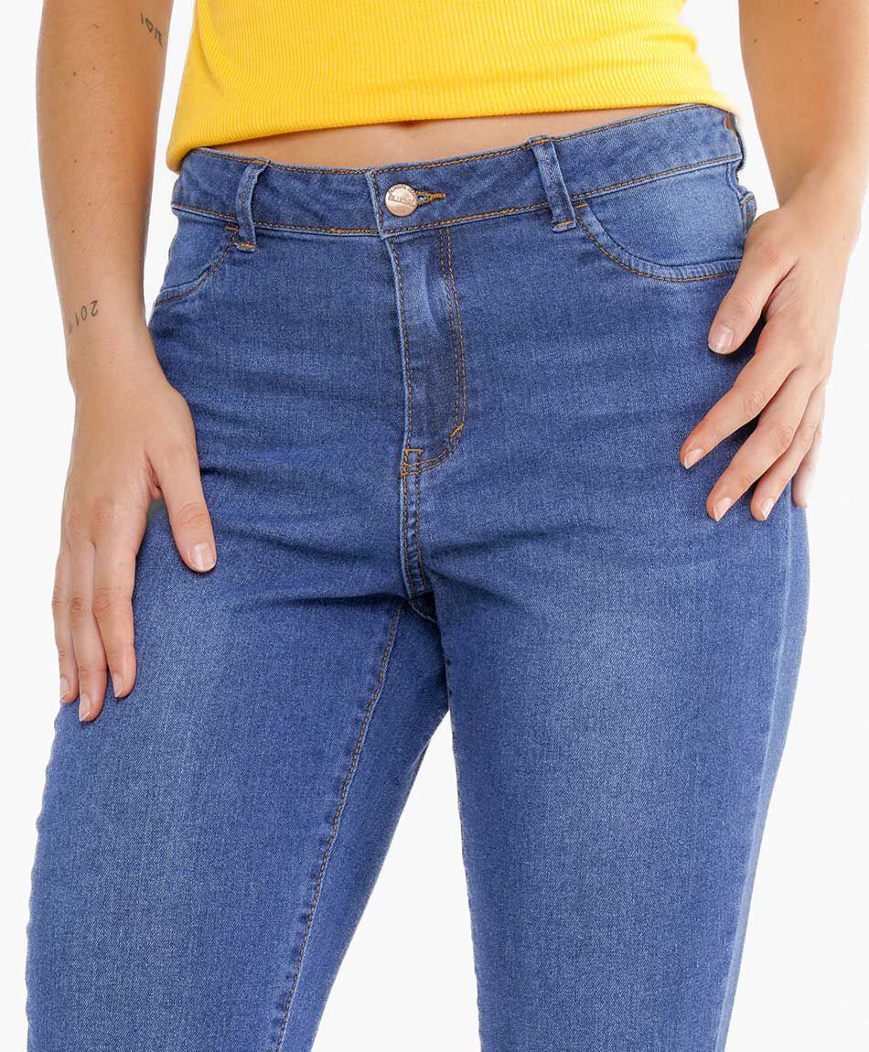 Jeans mujer basta bordada skinny