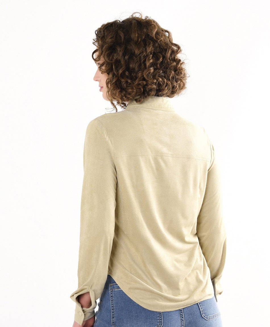 Blusa mujer lisa gamuza beige