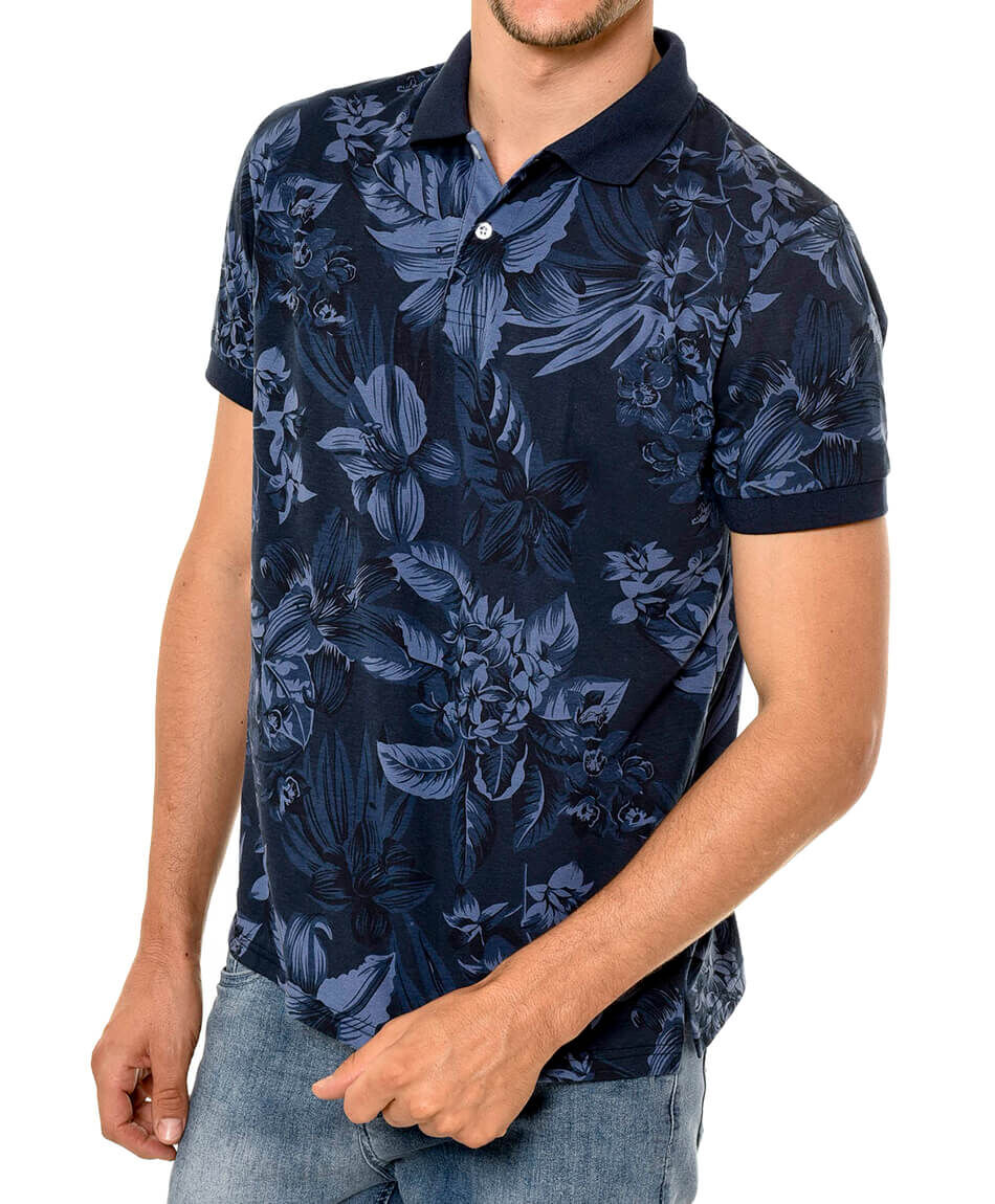 Polera cuello flores