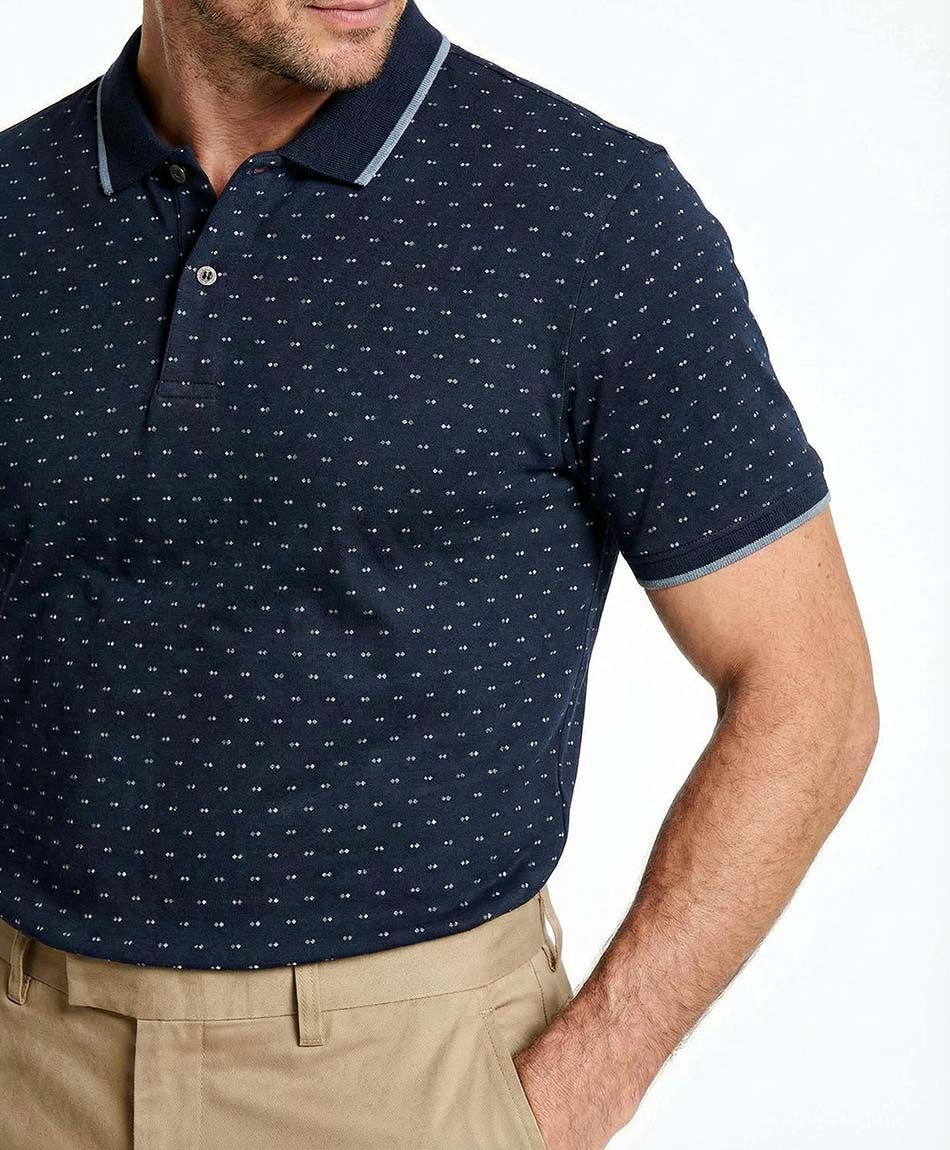 Remera hombre cuello polo azul navy