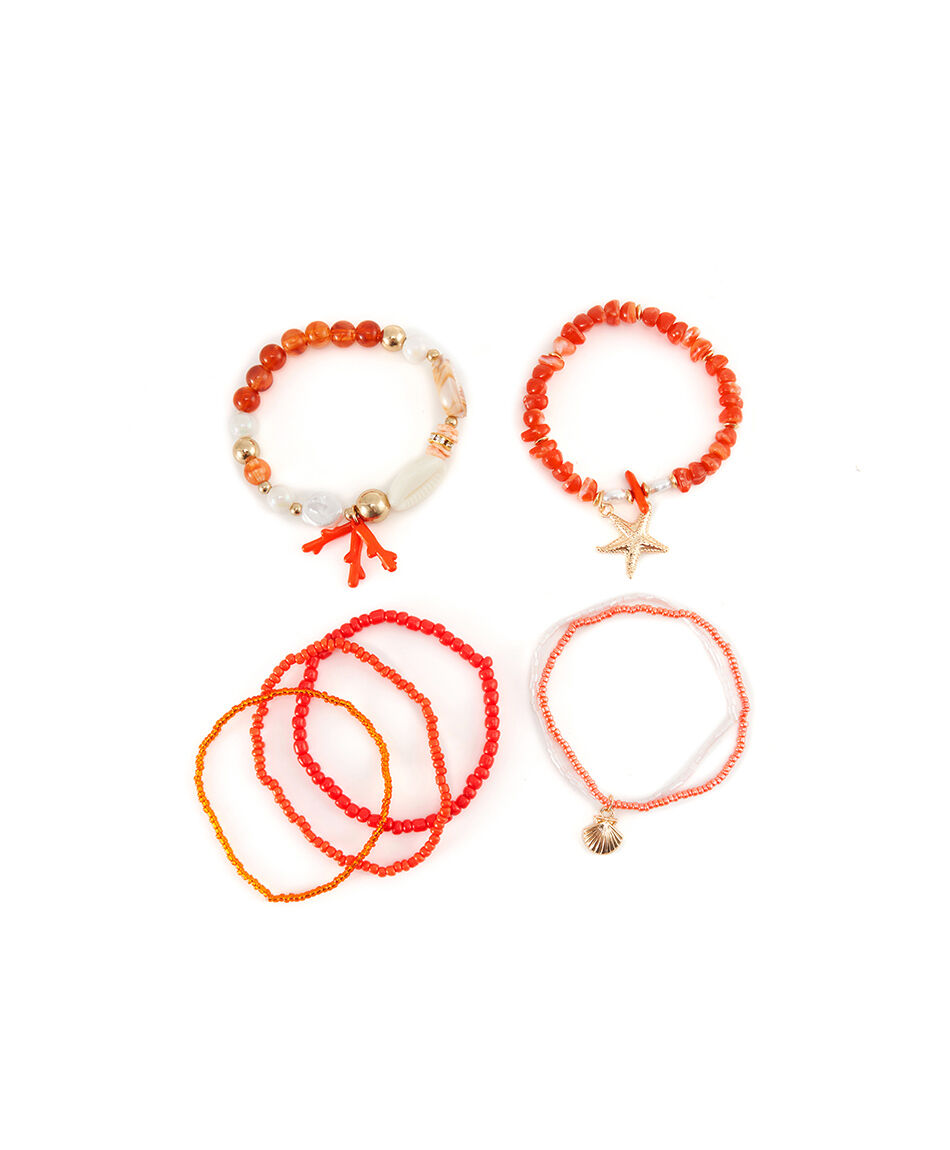 Set pulseras mujer rojas