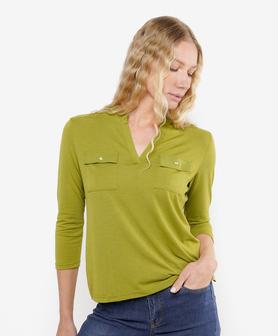 Remera mujer doble bolsillo