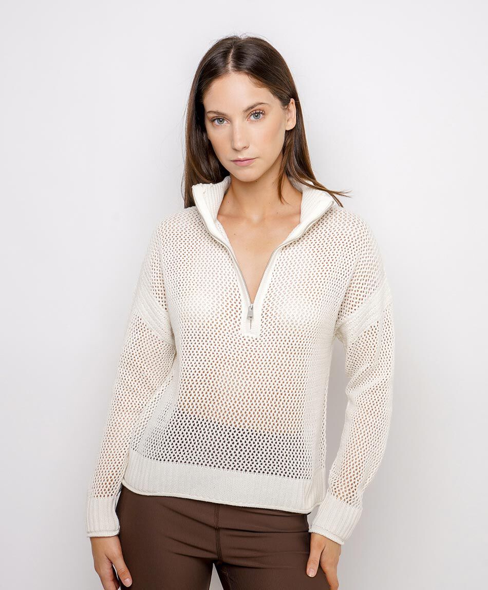Sweater mujer cuello zipp