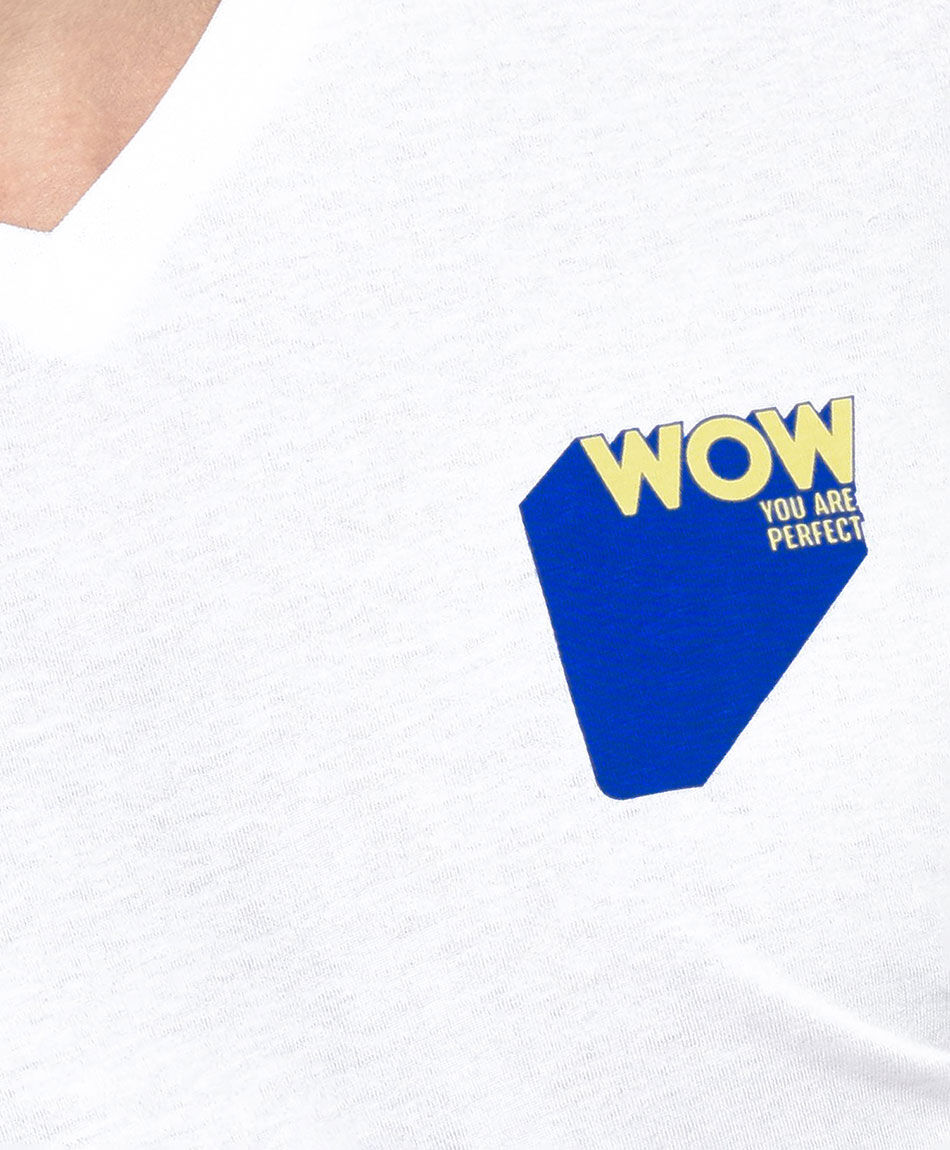 Remera hombre doble estampado wow