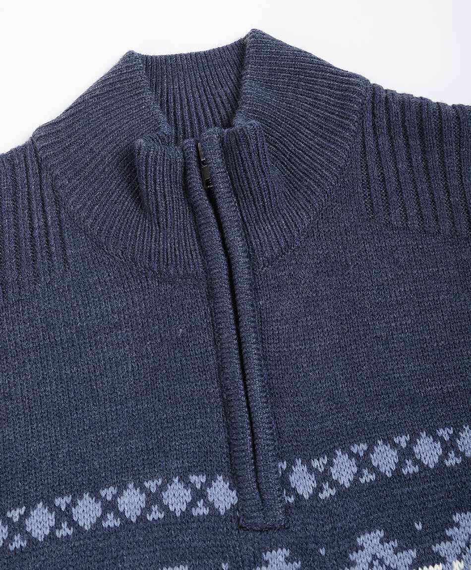 Sweater hombre cierre medio azul