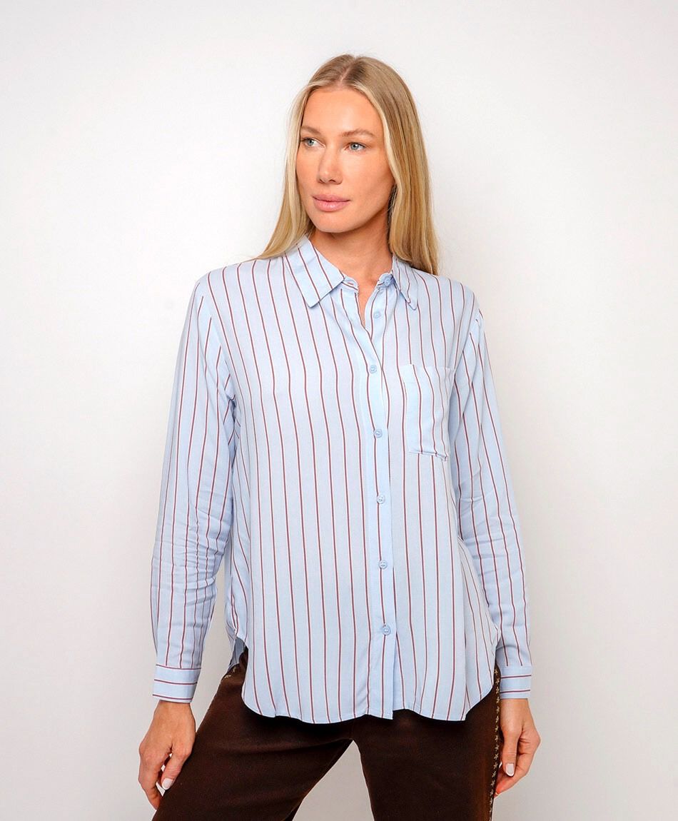 Camisa mujer lineas cafe